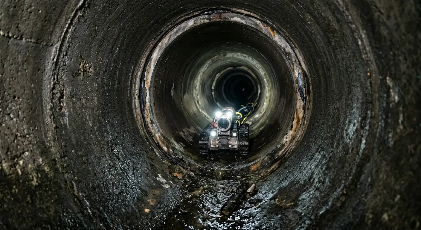 Robotic sewer camera inspecting pipe interior for Drain Snake Service in Wailea